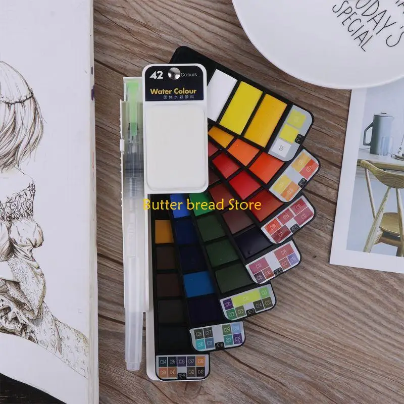 

W89C 18/25/33/42 Набор сплошных цветов для рисования Акварельный пигмент Портативная кисть Набор ручек A