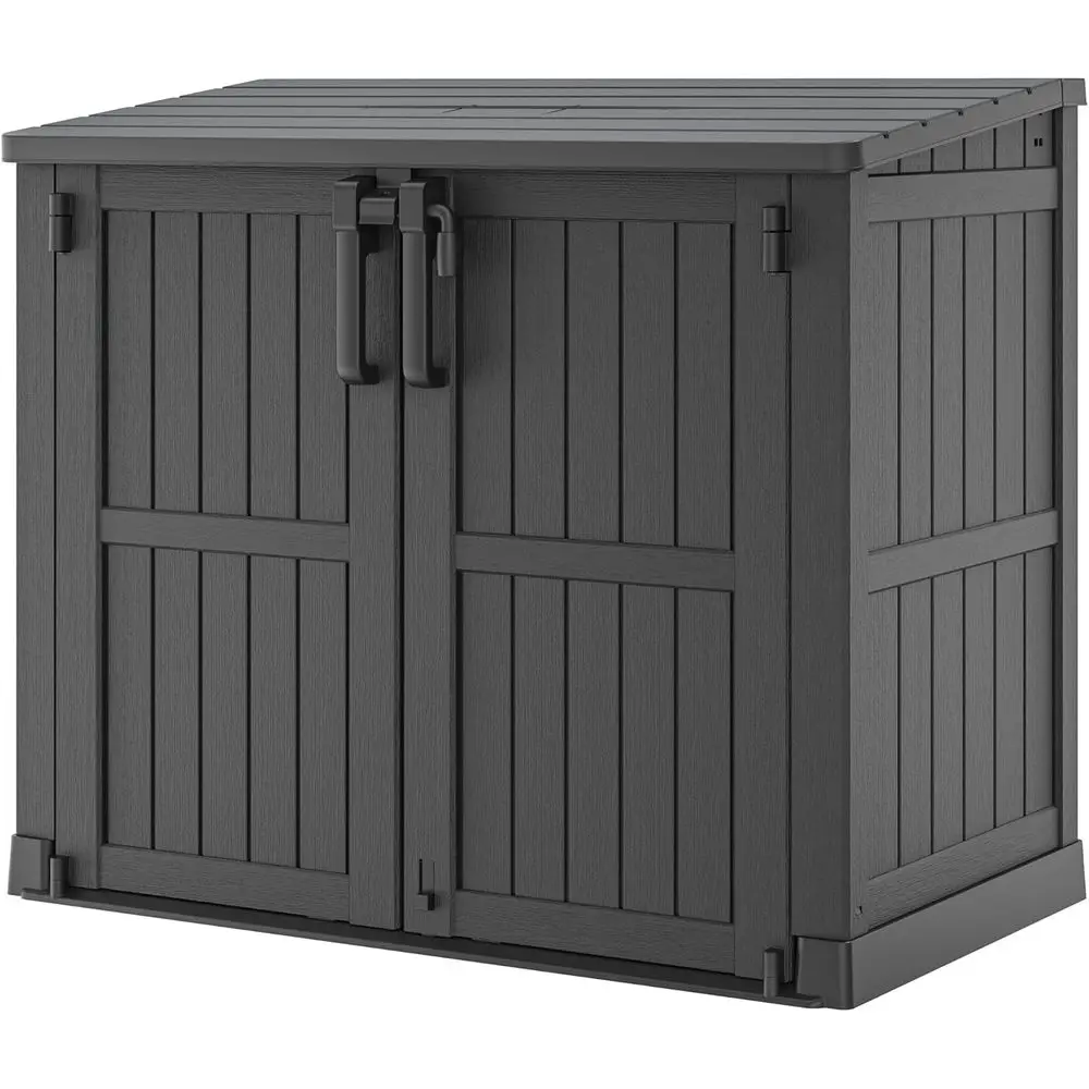 

Large Capacity Resin Outdoor Storage Shed, 36 Cu. Ft., Weather-Resistant, Lockable Waterproof Garden Storage Box in Black