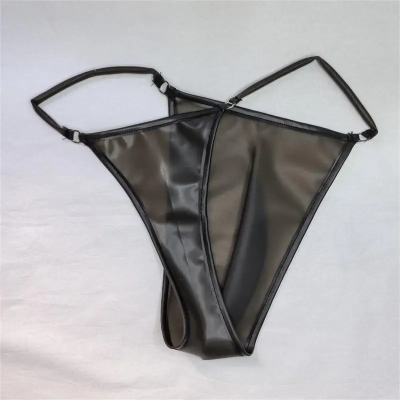 String en latex transparent pour hommes, sac en poudre, string G, couverture de pénis, lingerie sexy, sous-vêtements masculins brillants, vêtements de nuit, taille basse, zones de tanga bre