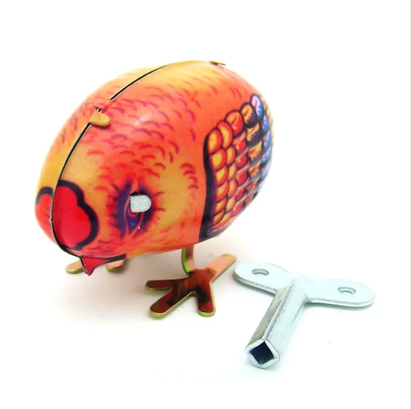 2PCS  Iron chicken eating rice classic retro iron toy winding toy