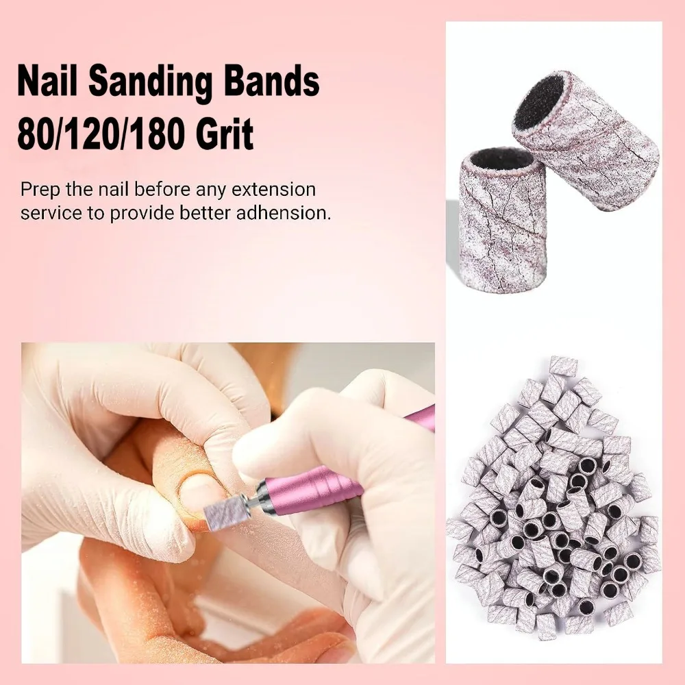 50/100 pz Nail Art Sanding Bands 80 #120 #180 # rettifica Sand Ring Bit per trapano elettrico accessori per macchine strumenti per Manicure