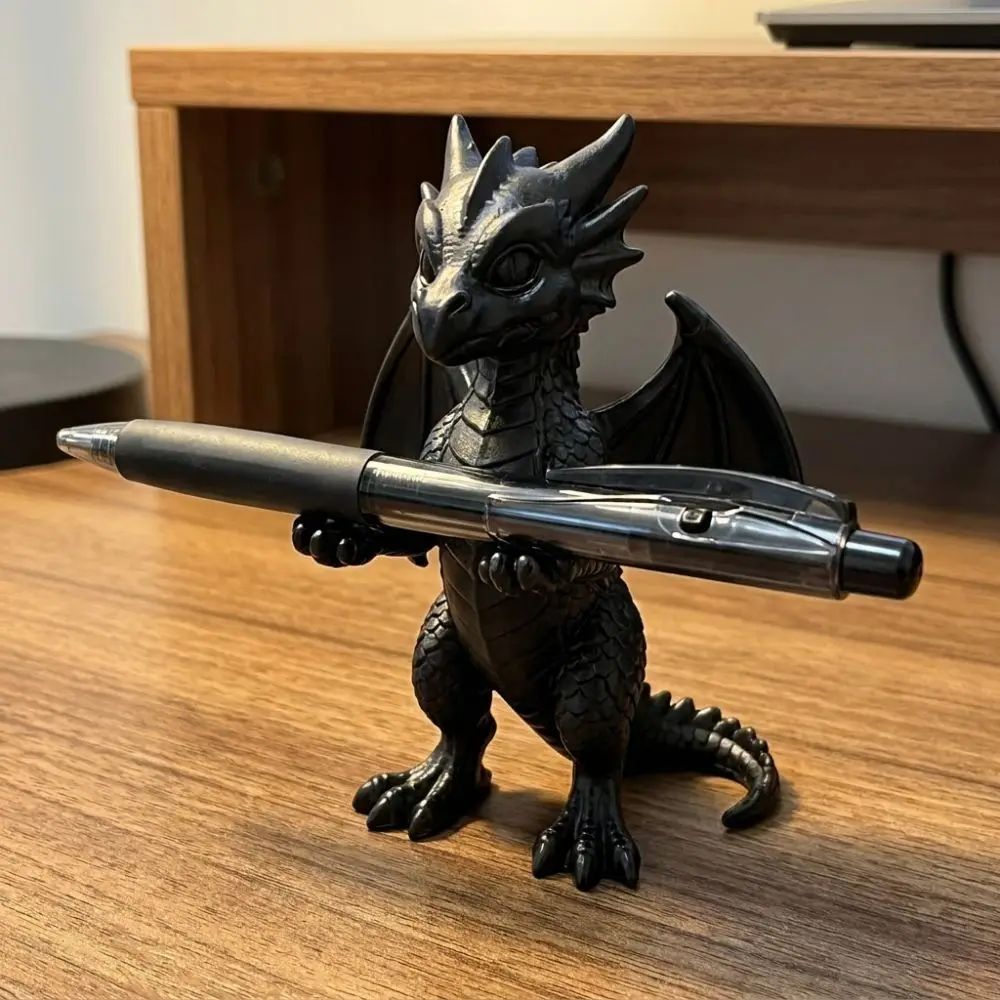 3D Printed Dragon Shaped Pen Holder Oriental Myth Cartoon Dragon Stationery Storage Vintage Style Plastic