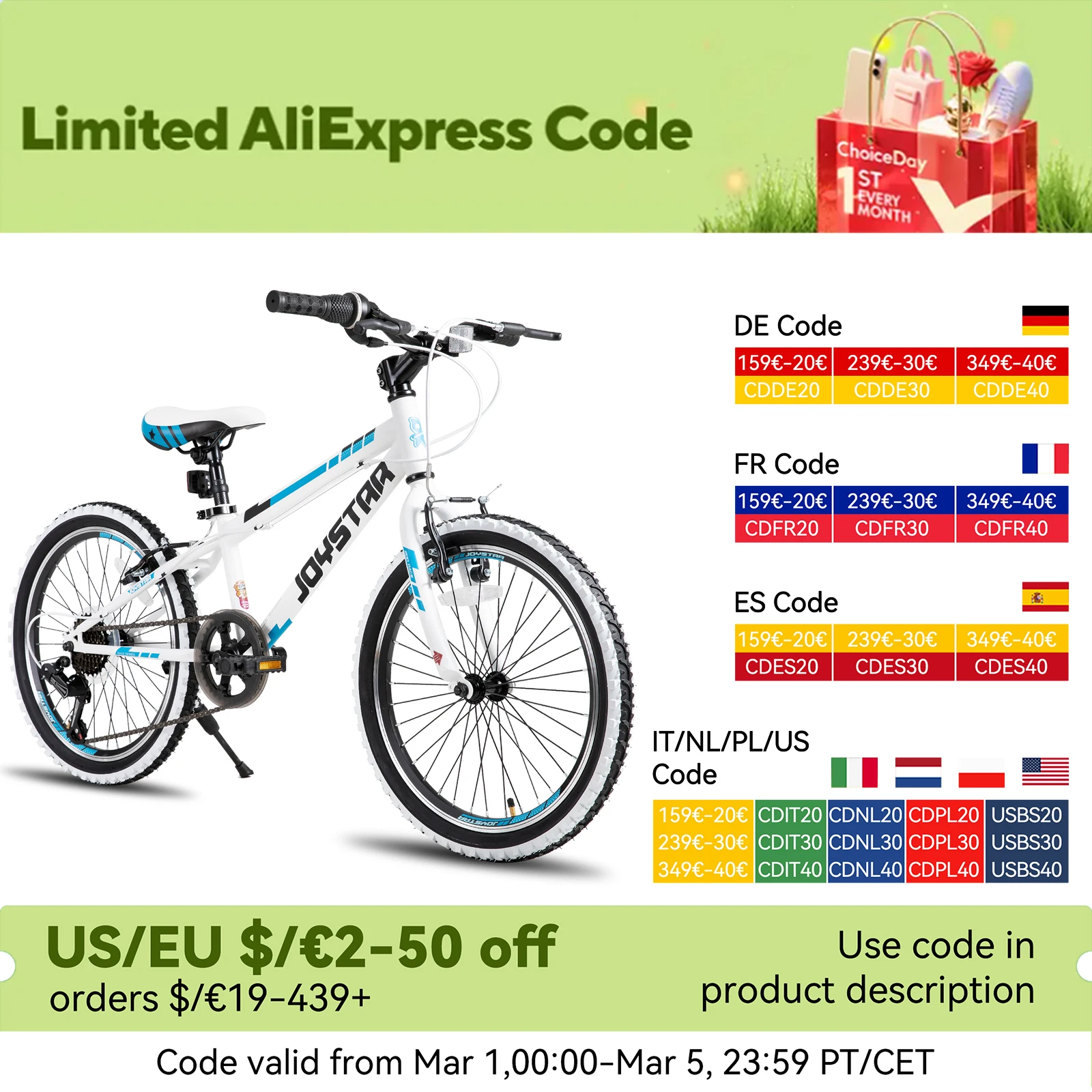 JOYSTAR 20 24 Inch Kids Bike for Boys Girls Ages 7-12 Years Mountain Bike for Kids with 1-Speed/7-Speed Drivetrain,Kids' Bicycle