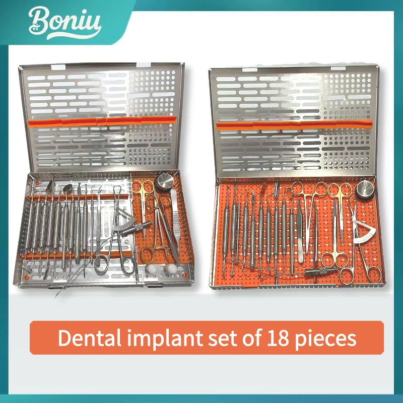 

Dental Implant 18-piece Set Separated Sterilization Box Sterilization Tray Dental Instrument Autoclave