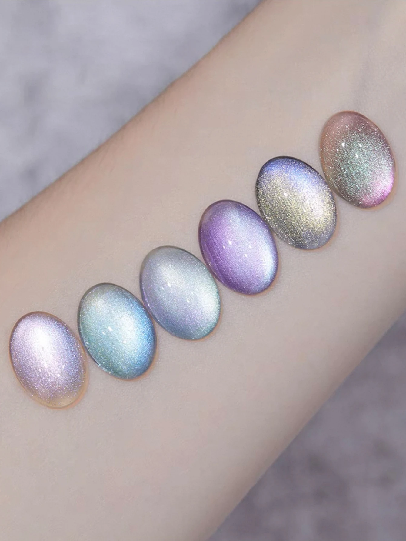 6 pçs 2025 nova moda arte do prego moda fototerapia islândia aurora azul-verde-roxo olho de gato gel pó magnético ouro unha polonês