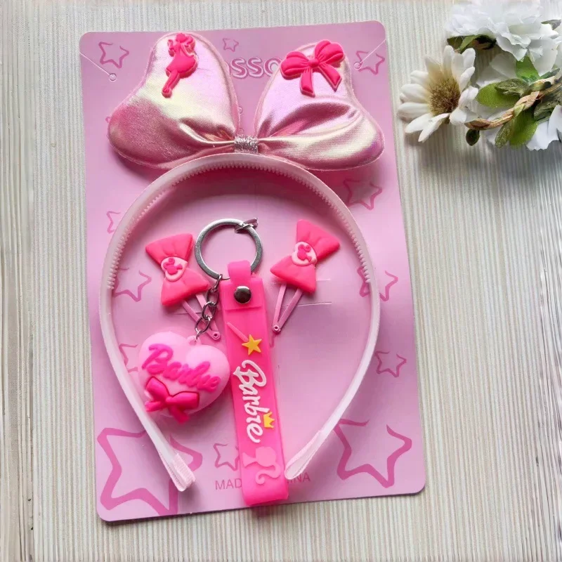 Anime Sanrio Kuromi Kt Cat Barbie Hoofdband Haaraccessoires Schattige Cartoon Hello Kitty Kinder Prinses Hoofdband Sleutelhanger Set