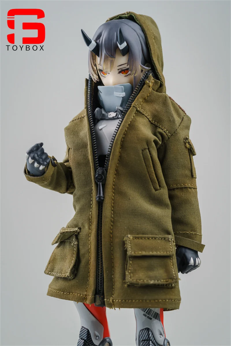 재고 있음 1/12 스케일 여성 지퍼 긴 후드 윈드 브레이커 의류 모델 맞는 6 ''Romankey Soldier 액션 피규어 바디 인형