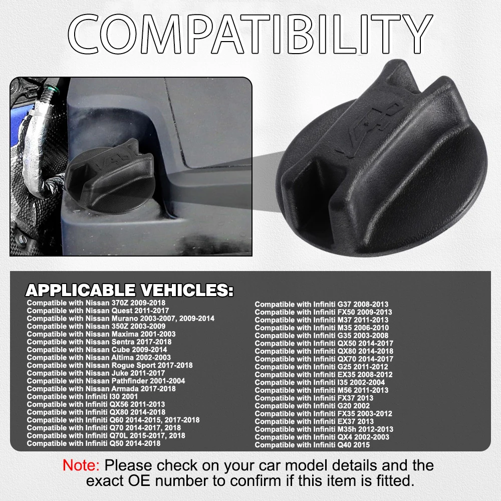 

15255-1P010 Черная крышка заливной горловины моторного масла для Nissan 370Z 2009 2010 2011 2012 2013 2014 2015 2016 2017 2018 15255-1P110