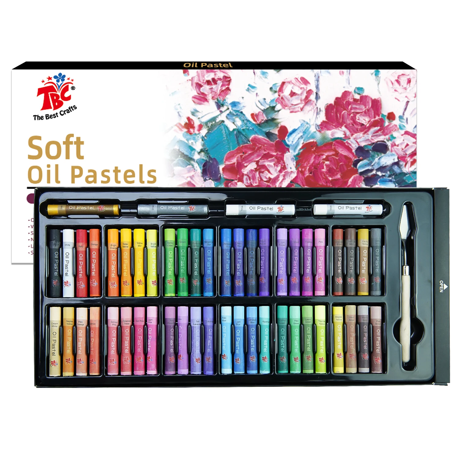 52 Colors Oil Pastels Soft Drawing Set for Artists Adults 52 Vibrant Sticks Including 2 Silver + 2 Gold. Drawer-Style Box + Palette Knife Included.