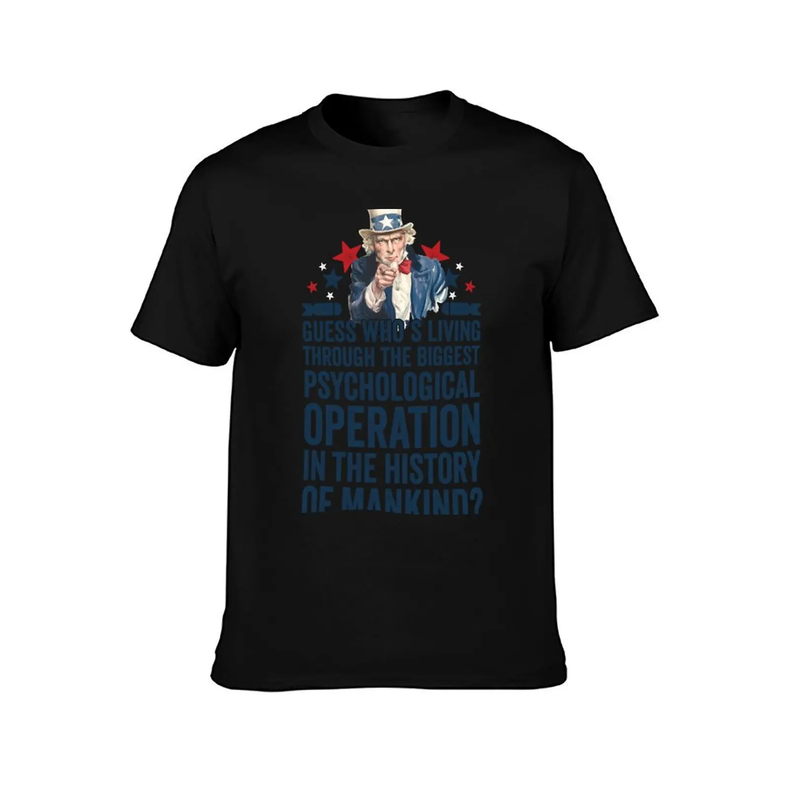 Uncle Sam ? Psychological Operation ? Psyop ? Hoax T-Shirt Summer Casual Cotton Tee Oversized Streetwear Tops 100% Cotton