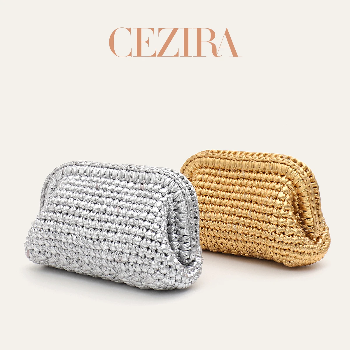 CR Luxuriöse Metallic-Farbene Stofftasche mit Streifen, Handgefertigte Gewebte Clutch für Damen, Metallrahmen-Verschluss, Geldbörse für den Täglichen Einkauf und Dating – Detail 1
