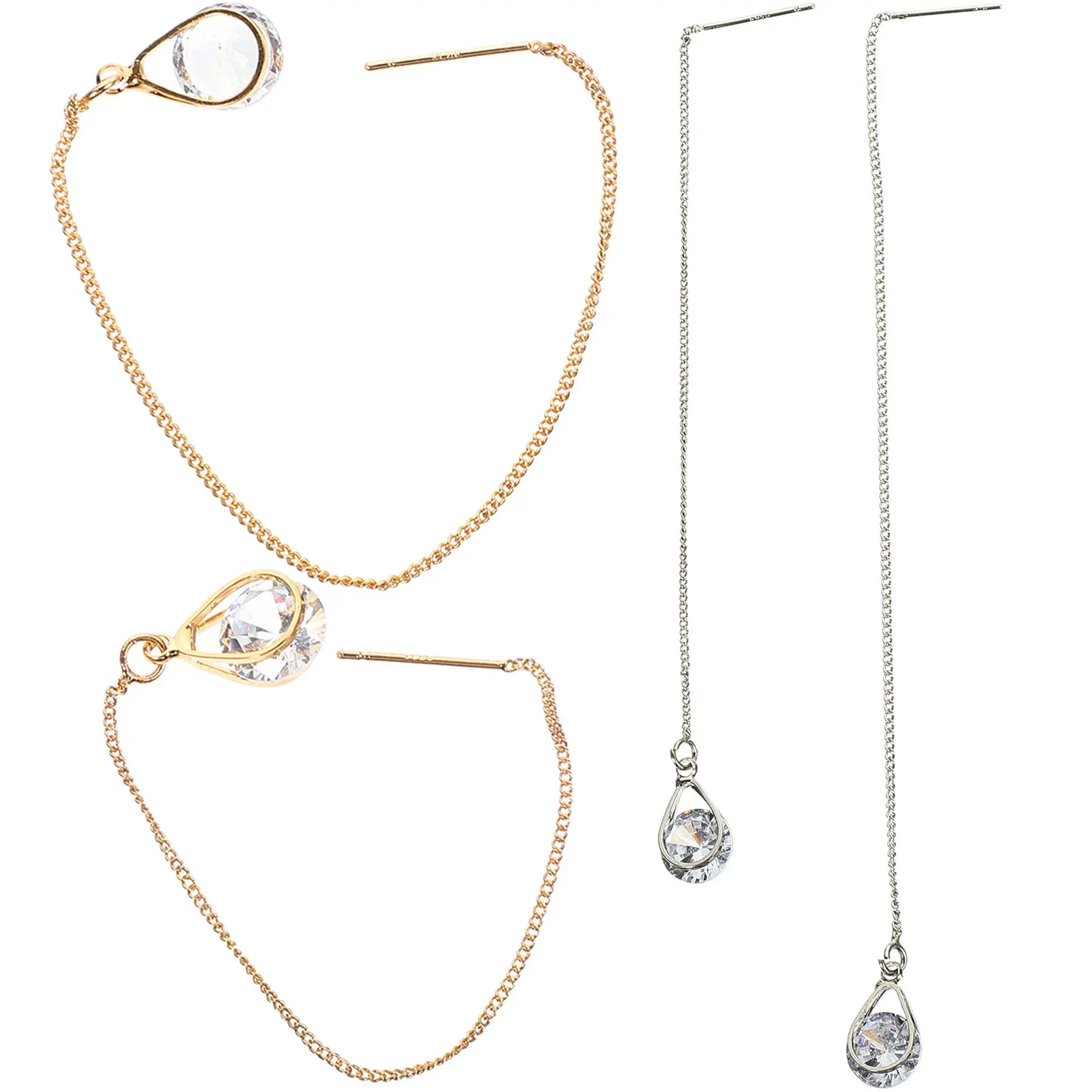 2Pairs Elegant Tassel Threader Earrings for Women Dainty Long Chain Earrings Hypoallergenic Aesthetic Statement