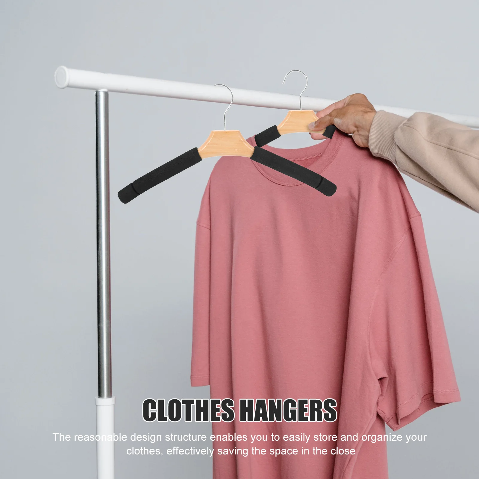 

5Pcs Wooden Hangers Sponge Padded Non-Slip Clothes Hanger for Shirts Suit Jackets Dresses Closet Organizer Padded Hanger