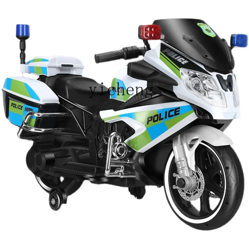 Tqh-Motor eléctrico de doble tracción para niños, coche de juguete recargable de dos ruedas, motocicleta, coche de policía