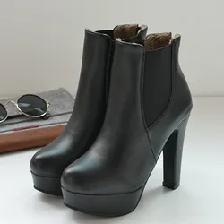 Fashion Women's Ankle Boots Platform Sexy High Heels Short Boot For Women Black White Heels Party Shoes Ladies Large Size 48 50