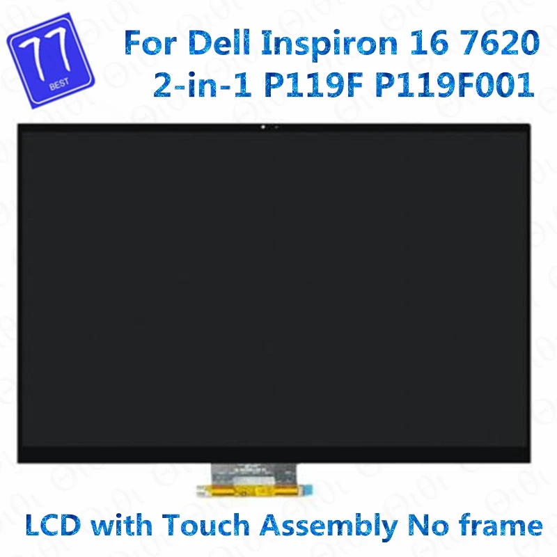 Conjunto de Ecrã Tátil LCD, WUXGA, IPS, LED, Dell, Inspiron 16, 7620, P119F, P119F001, 1920x1200, 30 pinos, 60Hz, 16 ", 16"