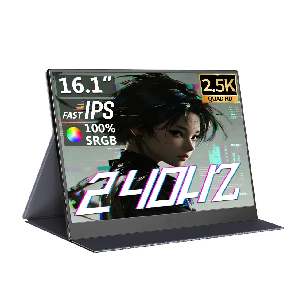 16.1 Inch 240hz Gaming Monitor Portable Display 2.5K QHD External Screen Display 100%sRGB 16:9 HDR FreeSync IPS