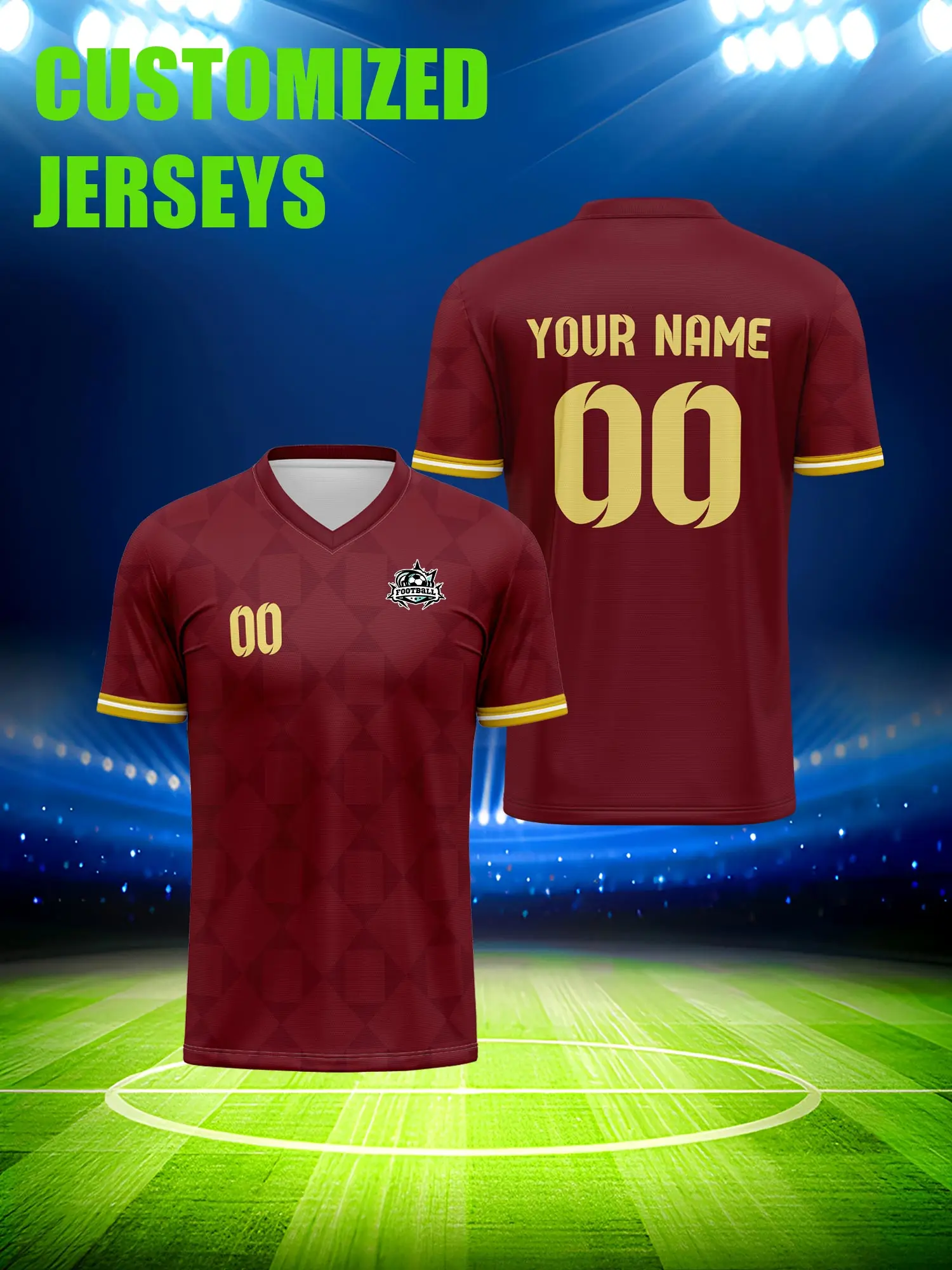 

Спортивная футболка с V-образным вырезом для взрослых и детей, с индивидуальным именем и номером, быстросохнущая, модная, с сублимационной печатью, 2026