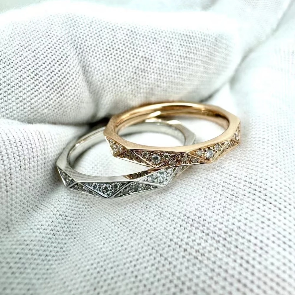 

2025 Trendy Jewelry Diamond Ring with Geometric Design, Unique, Ideal for Couples as Birthday Gift