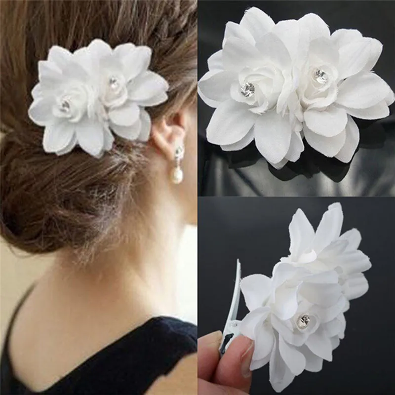 Beauty Women\'s Bridal Wedding Orchid Flower Hair Clip Hairpins Barrette Women Accessories