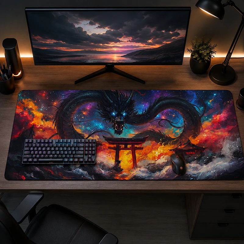 Mouse Pad Gaming Cosmic Dragon Torii XL New Mousepad XXL Mechanical Keyboard Pad Natural Rubber Office Non-Slip Mice Pad