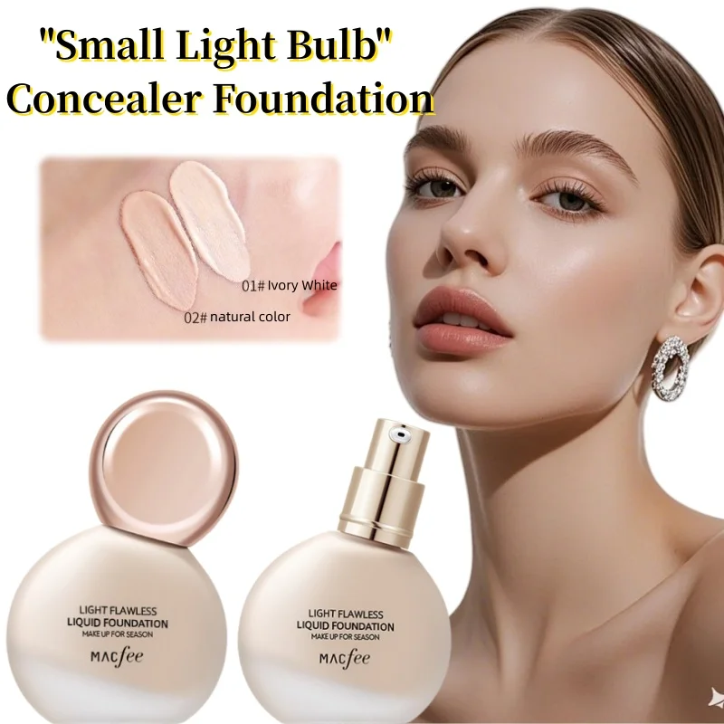 

Makofei Little Bulb Foundation Natural Concealer Brightening Invisible Pore Oil Control Moisturizing Clear Nude Makeup 30ml