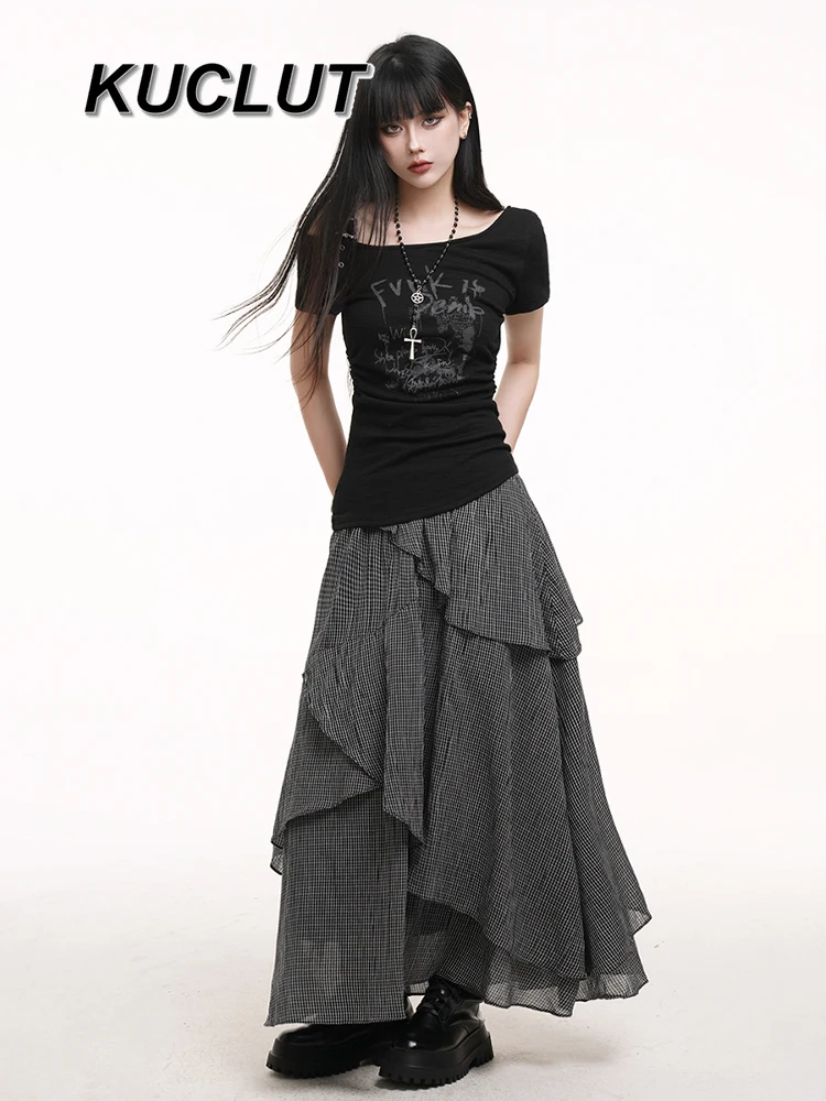 Streetweat Style Irregular Ladies Long Skirt Design Sense Niche Fashion Elegant Casual Women's Casul Skirts 2025 New Summer
