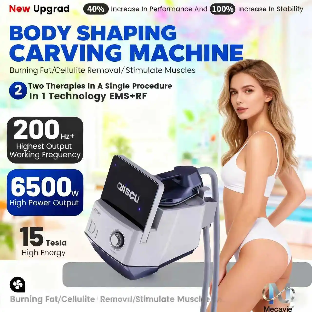 

2026 New Portable Fat Removal Body Slimming Machine Mecavie Single Handle RF EMS Electromagnet Slimming Muscle Stimulating