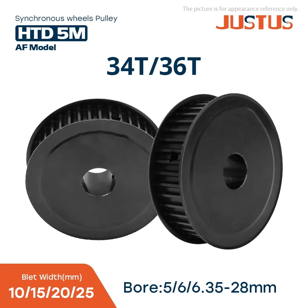 

HTD 5M 34T/36 Teeth Black Steel Synchronous Wheels Bore 8-28mm for 10/15/20/25mm Width Belt Used In Linear Pulley 5GT