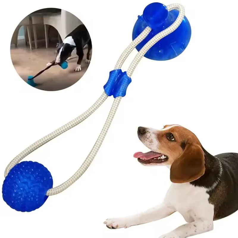 Rubber Suction Cup Dog Ball Pull Rope Interactive Chew Molar Toy Bite Resistant Teeth Clean Pet Play Training Relieve Boredom