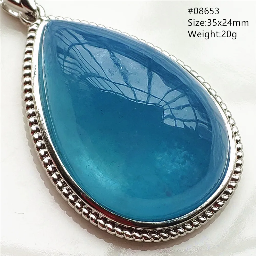 Natural Blue Aquamarine Pendant Jewelry 925 Sterling Silver Women Men Brazil Clear Aquamarine Water Drop Jewelry Fashion AAAAAA