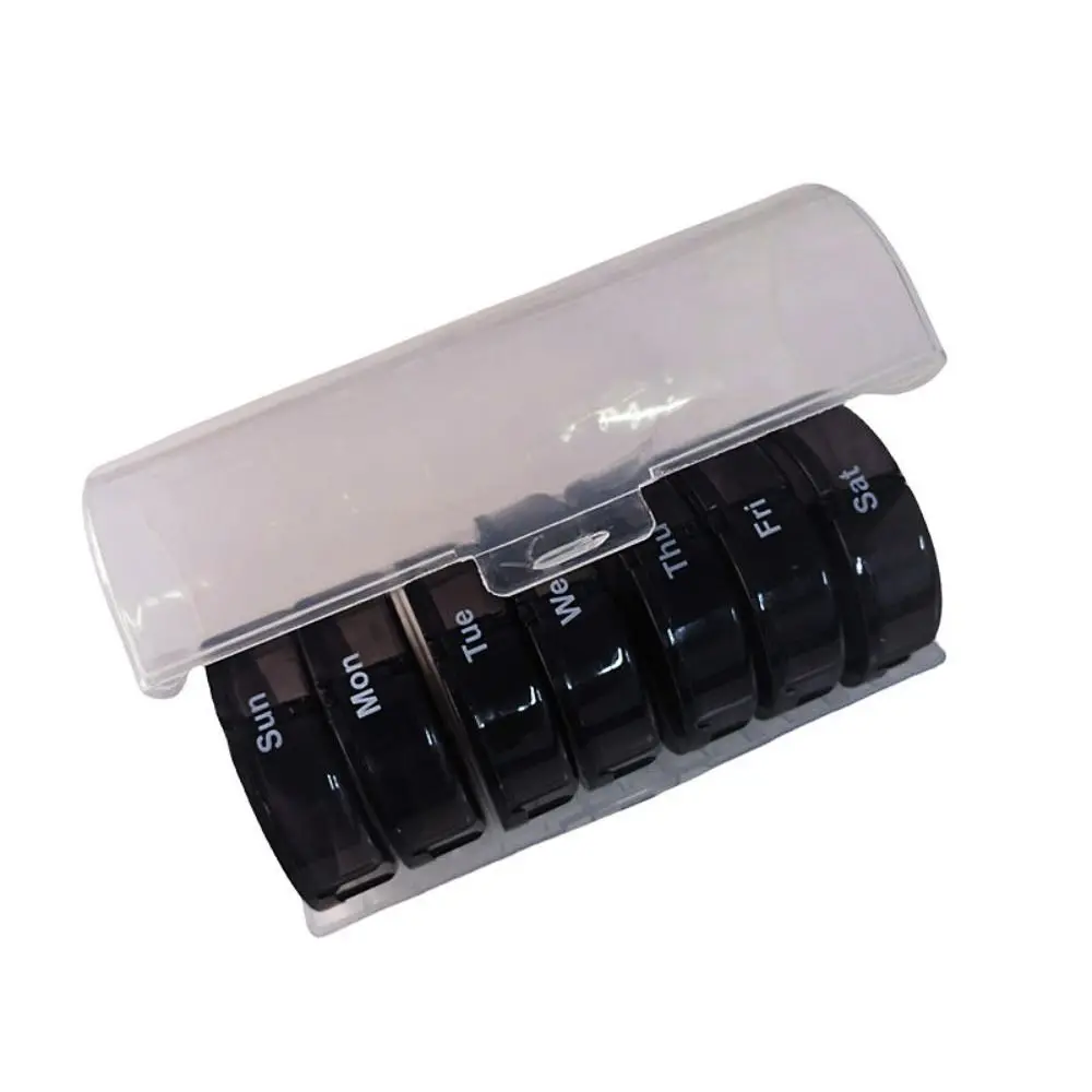 Drug Container 7-Day Splitter Pill Organizer AM/PM Compartments Week Mark Rainbow Pill Box 14-Grid Plastic Daily Pill Box Home