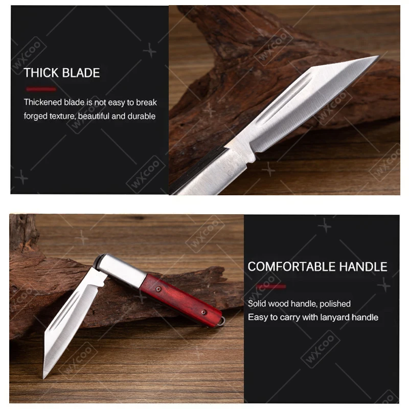 Stainless Steel Pocket Knife Rosewood Handle Fruit Knife Multifunctional Kitchen Folding Knife for Cooking Kitchen Accessories