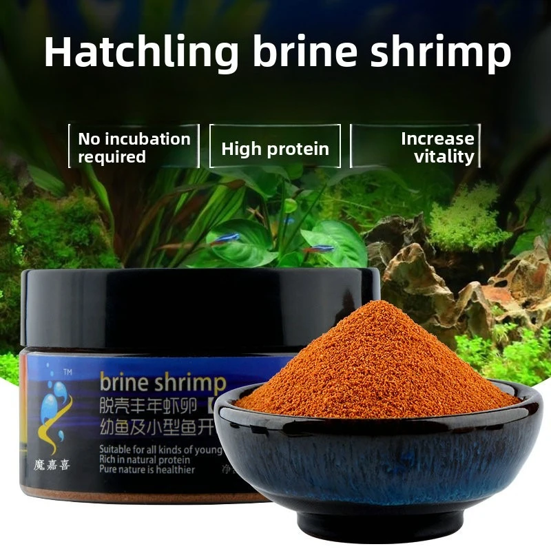 

MOJIAXI Decapsulated Brine Shrimp Artemia - Instant Shell-Free Fry Food for Baby Fish (Guppy, Betta)