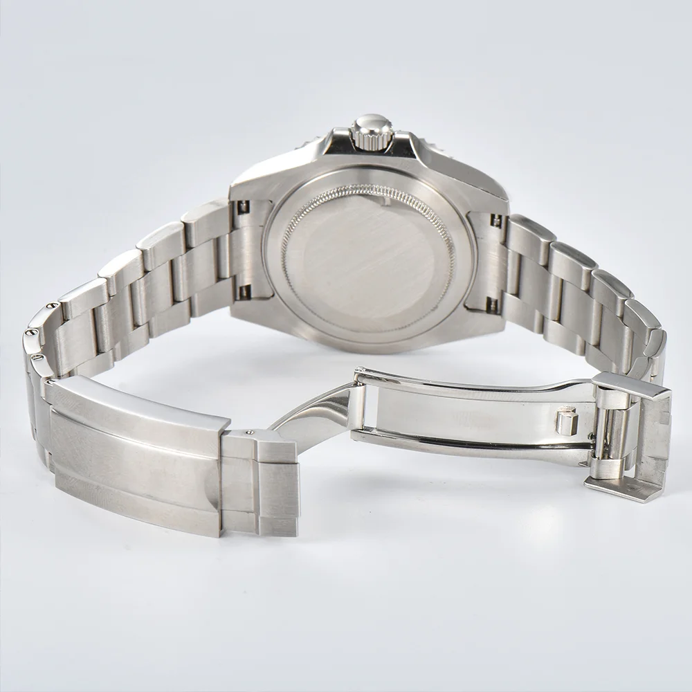 40.5 مللي متر ساعة ساعة رجالي عالية الجودة طائرة فضية الياقوت ساعة زجاجية NH35 ساعة يد تعمل بالحركة NH35 الماس رصع ساعة