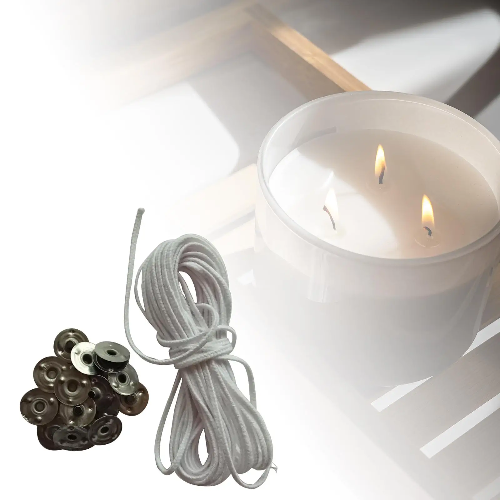 Cotton Candle Wicks Core with Metal Sustainers DIY Candle Making Kit for Handmade Candles at Home