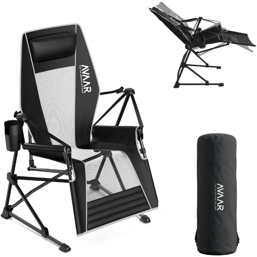 Go-Horizon Hammock Swinging Camping Chair for Adults up to 400bs, Full Lie-Flat Folding Chair with Footrest, Adjustable Headres
