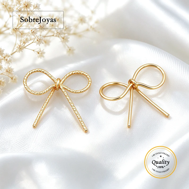 Ribbon Charm 14K Gold Filled Bow Charm for Earring Making Wire Wrapping Jewelry Findings Gold Tarnish Resistant Accessory