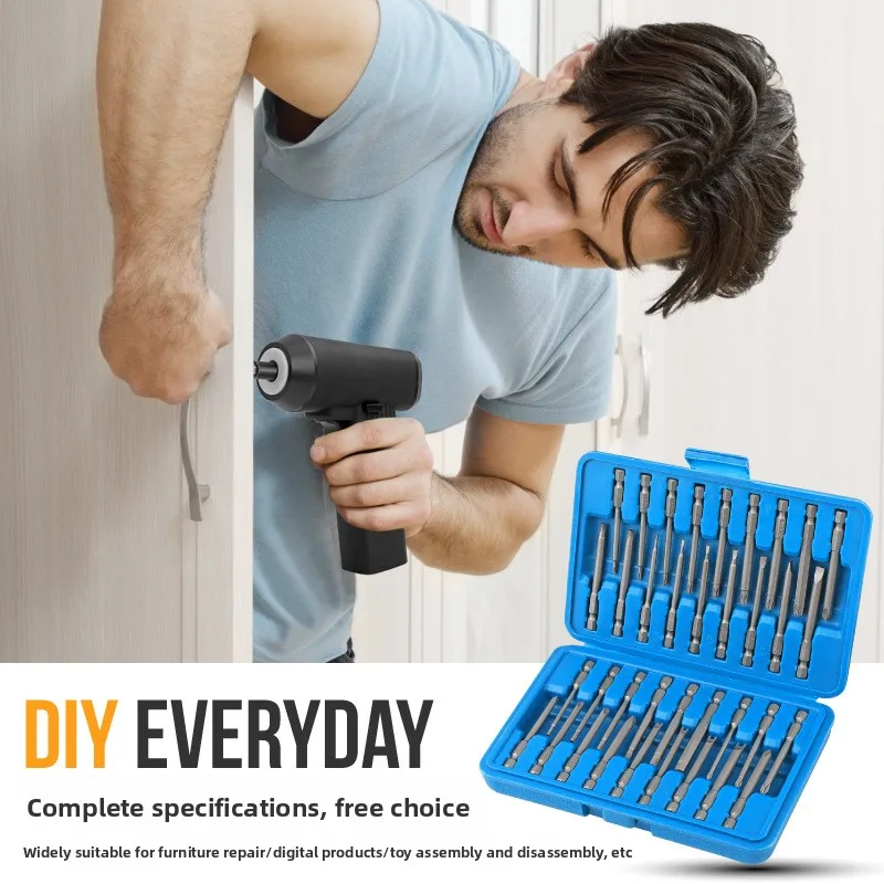 50-Piece Extended Bit Kit, Slotted, Cross & Special-Shaped Bits, Strong Magnetic Connecting Rod, Electric Screwdriver Accessory
