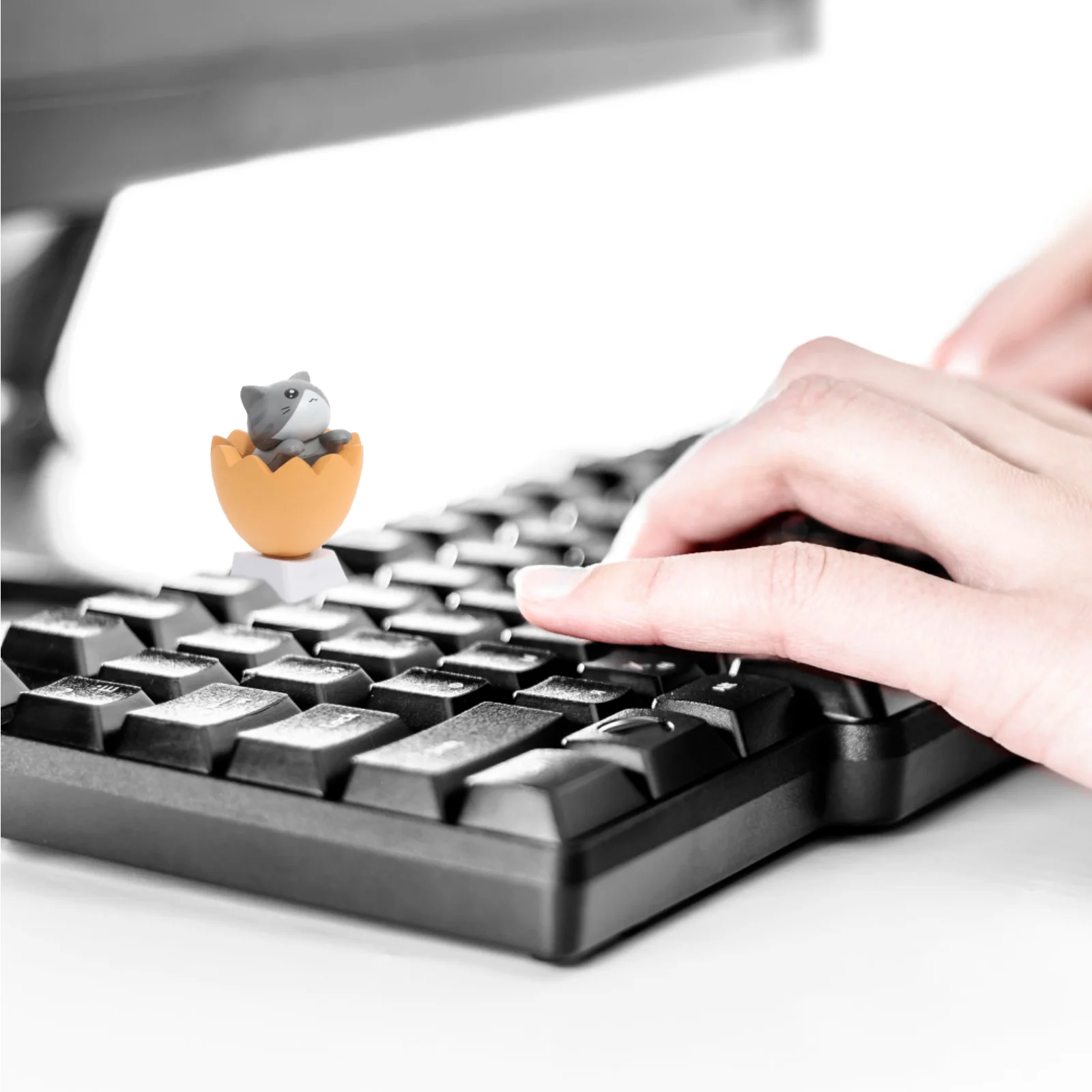 قبعات بديلة للوحة المفاتيح الميكانيكية على شكل قطة رائعة في صندوق أغطية مفاتيح R4 أزرار مقسمة أداء مستقر لمكتب الكمبيوتر #1