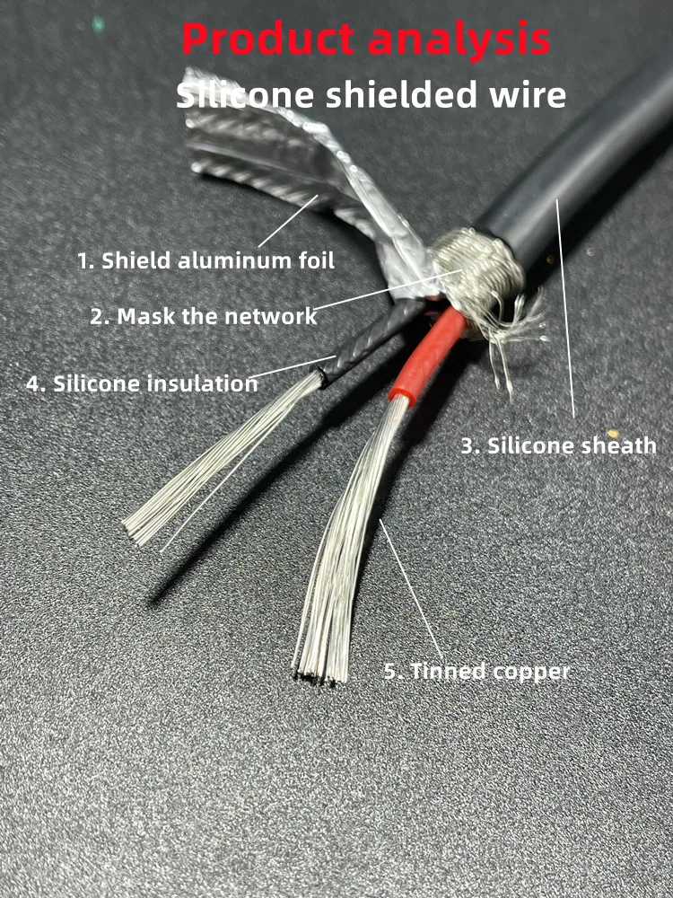 Silicone Shielded Sheathed Cable Wire 22 20 18 17 15 13 11 9 Awg 2 3 4 5 6 8 Core Anti-interference Soft Signal Wire Power Cable