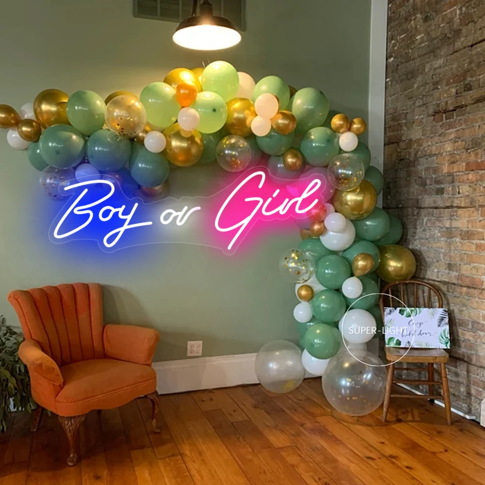 Custom Neon Boy or Girl Sign 50x18cm Baby Shower Gender Reveal Party Decoration Led Light For Birthday Home Room Dcoration