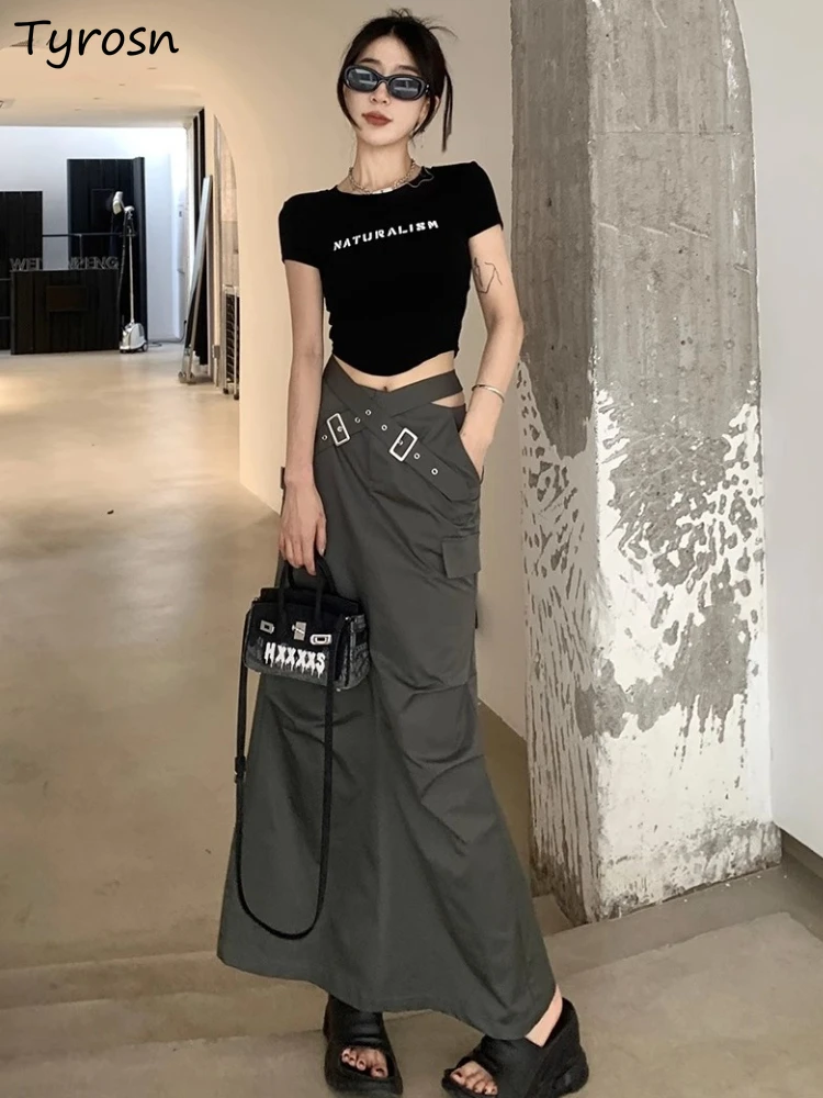 T-shirts Skirts Sets Women Sexy Fashion Hollow Out Leisure American Style High Waist Vintage Sweet Summer Creativity Ladies New