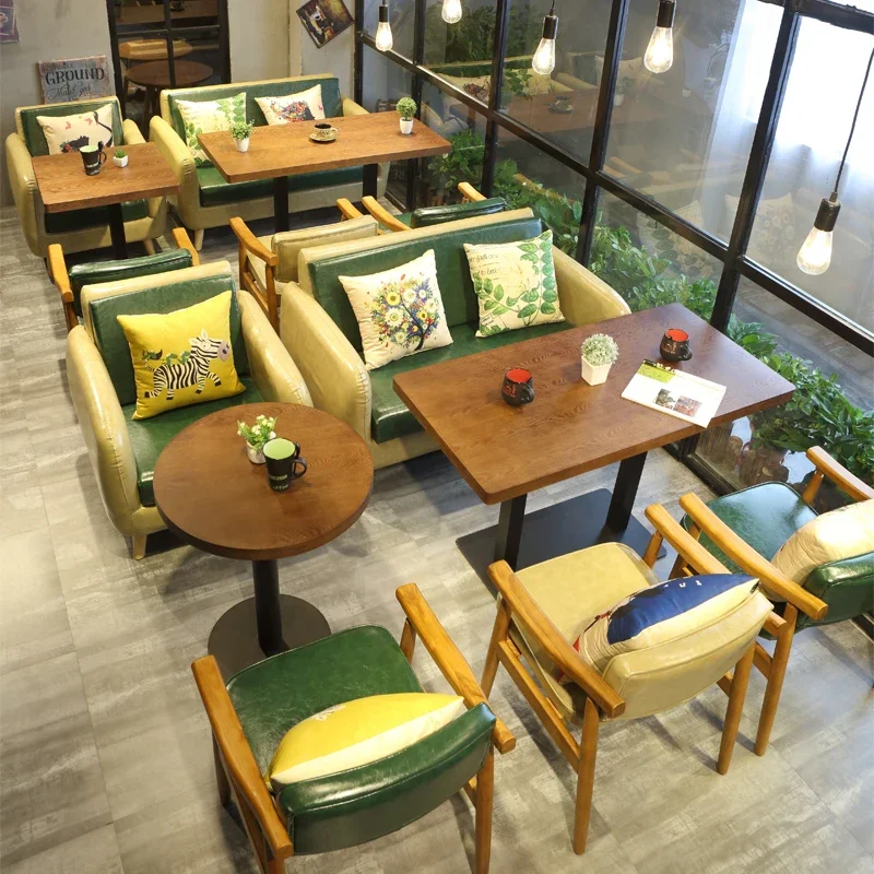 밀크티 숍 소파 테이블 및 의자 세트 이미지