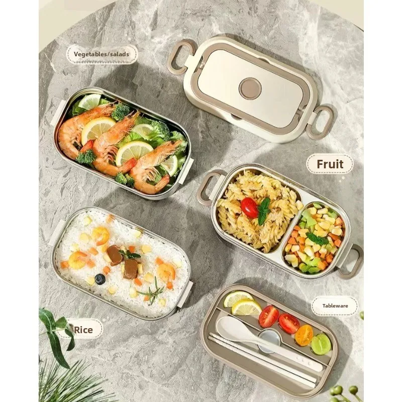 304 multi-layer thermal insulation large-capacity bento box water injection heating portable for office workers and students