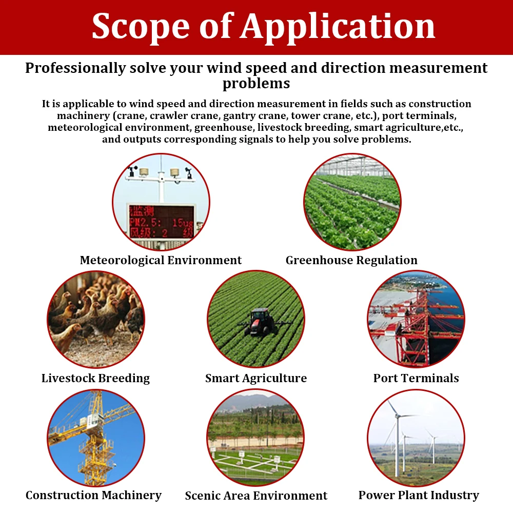 30m/s Polycarbon Wind Speed Direction Sensor Weather Station Outdoor 3 Cup Anemometer Sensor Output RS485 4-20MA 0-5V 0-10V