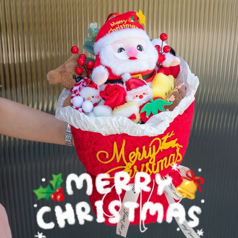 

Рождественский подарок, букет, креативный праздничный подарок для подруги, лучший друг, рождественский реквизит для фотосессии, декор, плюшевая цветочная композиция