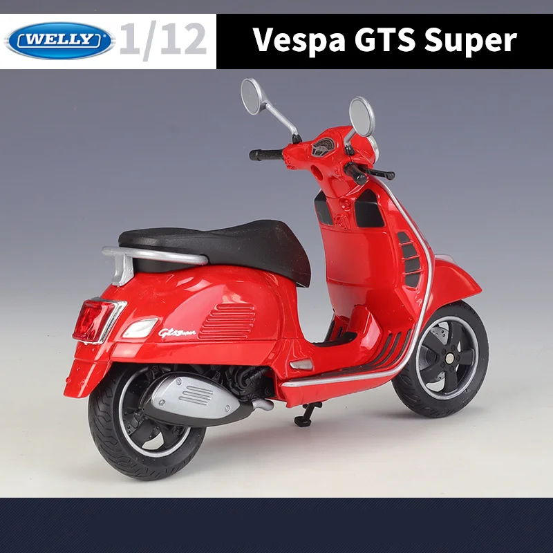 WELLY 1:12 Vespa GTS Super 2020 Model Motocykla Klasycznego z Metalu, Symulacja Motocykli Ulicznych, Prezent dla Dzieci