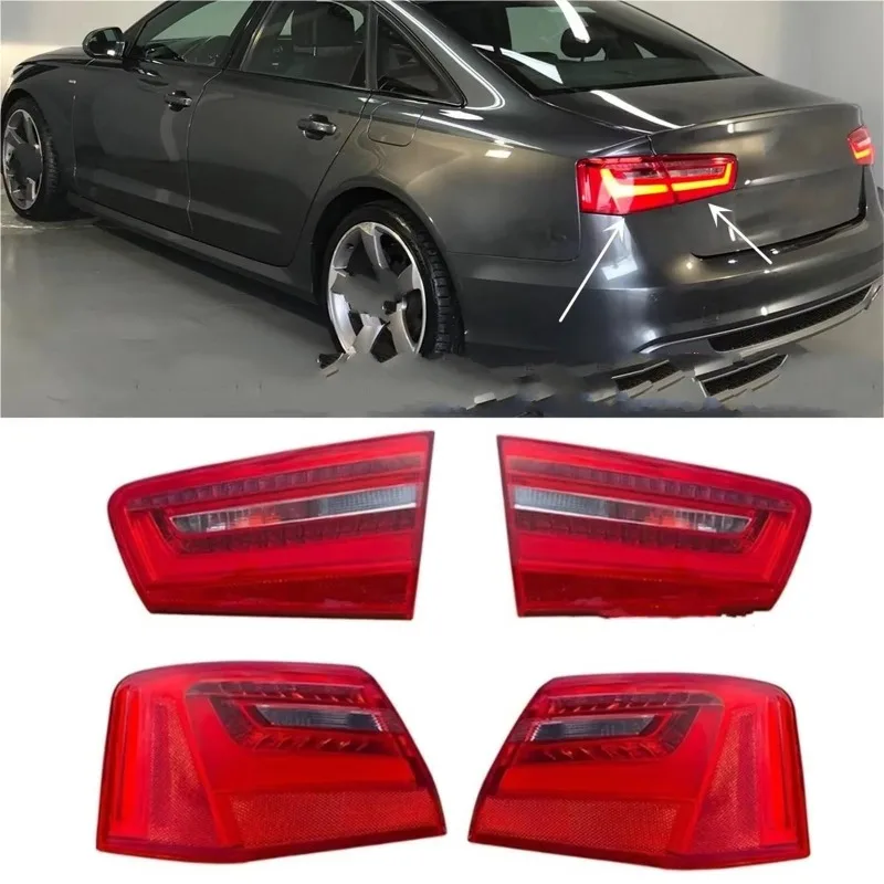 For Audi A6 C7 2012-2016 LED Rear Tail Light Brake Lamp Tail Lamp Assembly With Bulbs 4GD945093 4GD945094 4G5945093 4G5945094