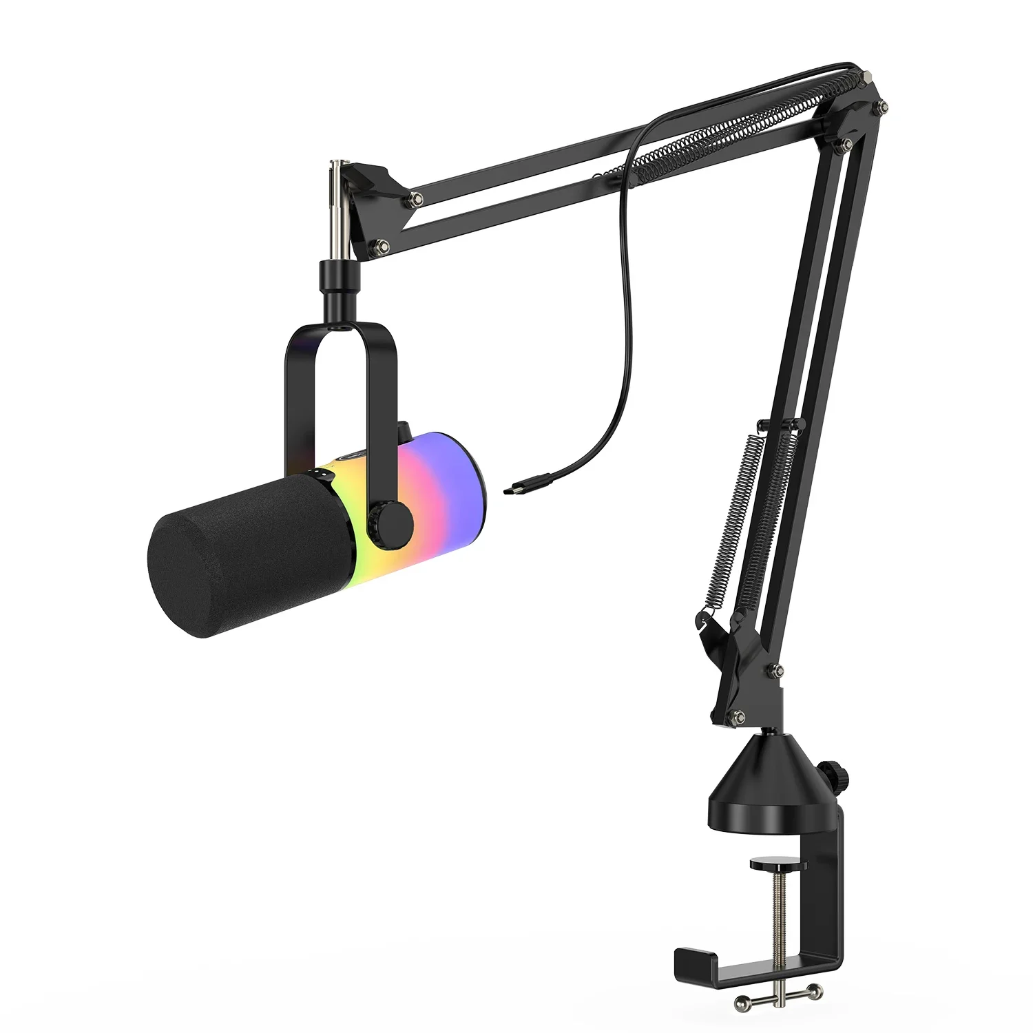 2025 New Arrival BKX-43P+ All RGB Cardioid Podcast USB/XLR Dynamic Microphone Kit With Boom Arm Stand
